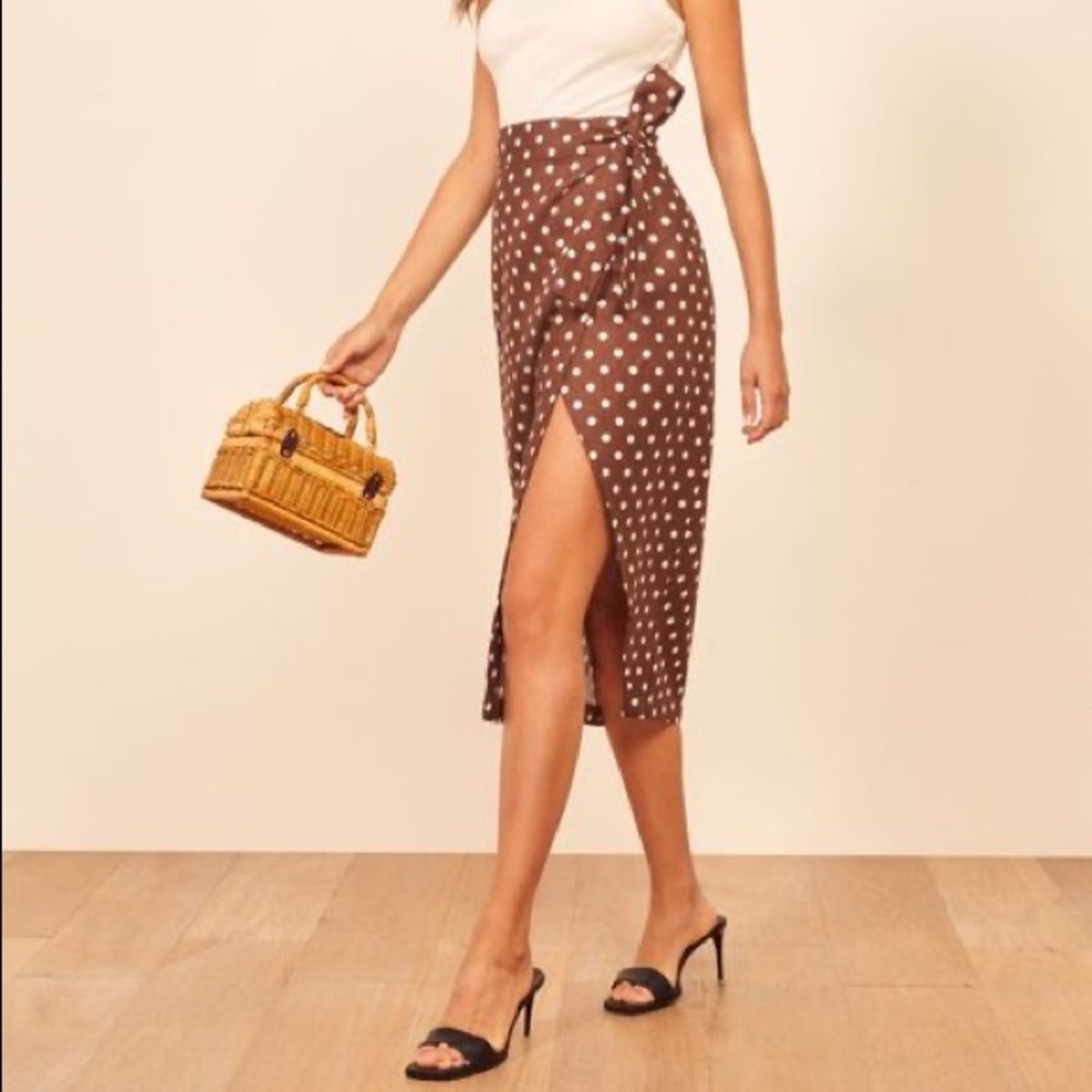 reformation au lait maxi wrap skirt